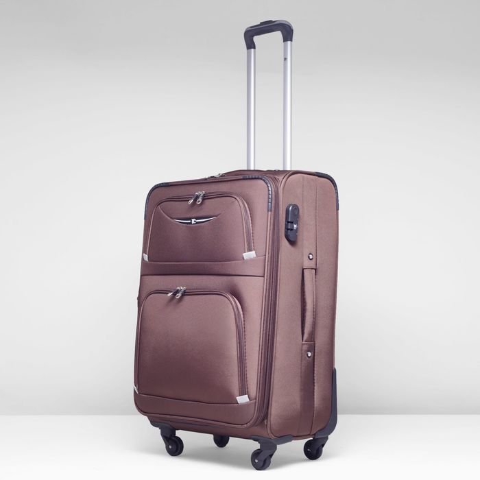 Чемодан с увеличением, средний 24", 62 л, 4 колеса, цвет коричневый