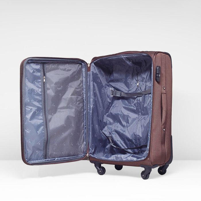 Чемодан с увеличением, средний 24", 62 л, 4 колеса, цвет коричневый