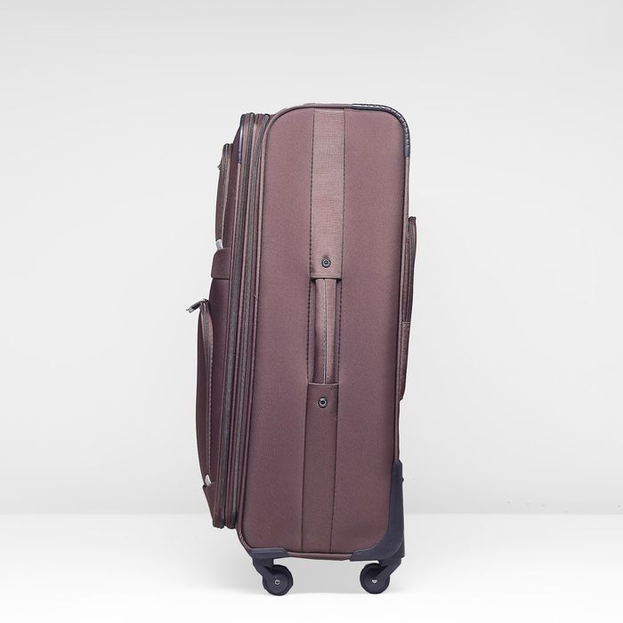 Чемодан с увеличением, большой, 28", 75 л, 4 колеса, цвет коричневый