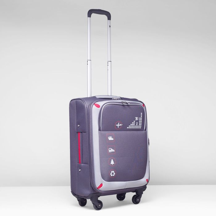 Чемодан малый с расширением 20", 2 отдела на молнии, 2 наружных кармана, 2 колеса, цвет серый