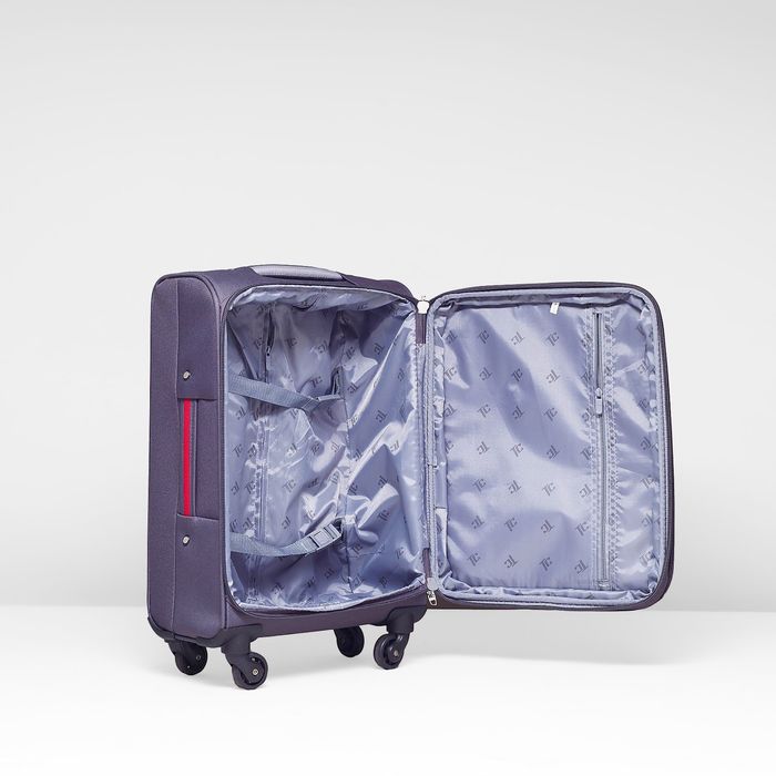 Чемодан малый с расширением 20", 2 отдела на молнии, 2 наружных кармана, 2 колеса, цвет серый