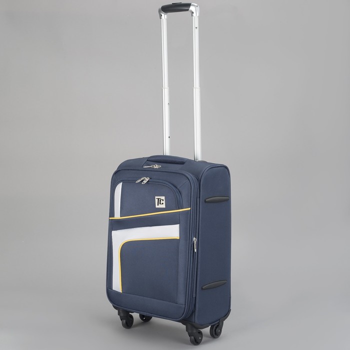 Чемодан с увеличением, малый, 20 ", 43 л, 4 колеса, цвет синий