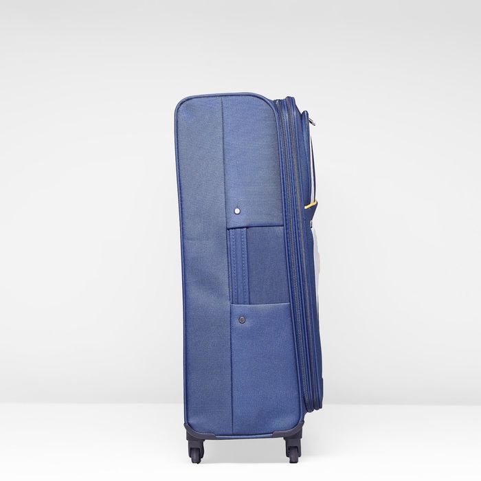 Чемодан с увеличением, большой, 28", 75 л, 4 колеса, цвет синий