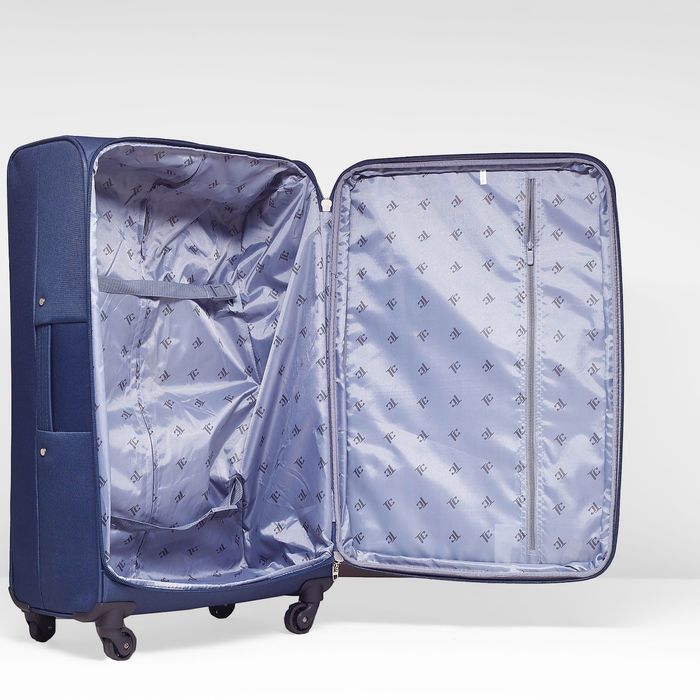 Чемодан с увеличением, большой, 28", 75 л, 4 колеса, цвет синий