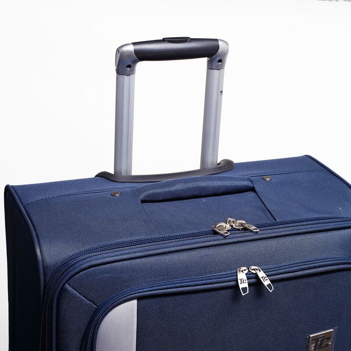 Чемодан с увеличением, большой, 28", 75 л, 4 колеса, цвет синий