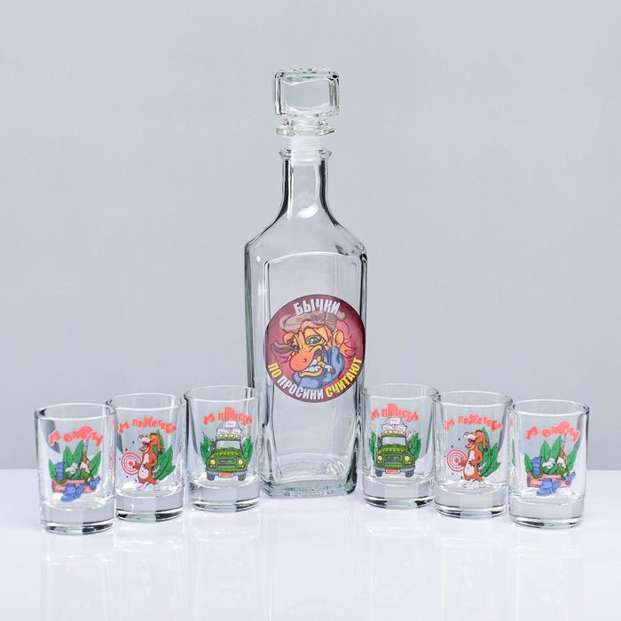 Мини-бар 7 предметов графин + стопки деколь "Охота" 500/50 мл