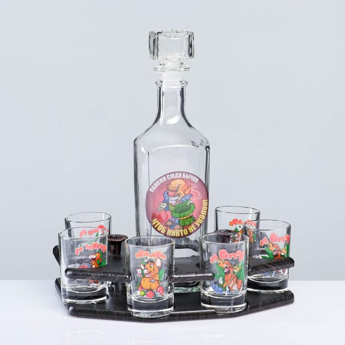 Мини-бар 7 предметов графин + стопки деколь "Охота" 500/50 мл