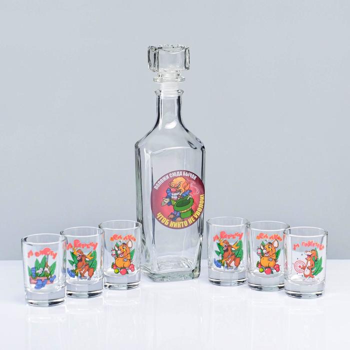 Мини-бар 7 предметов графин + стопки деколь "Охота" 500/50 мл