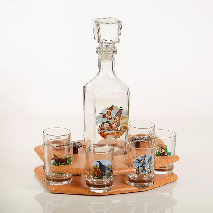 Мини-бар 7 предметов графин + стопки деколь "Охота" 500/50 мл