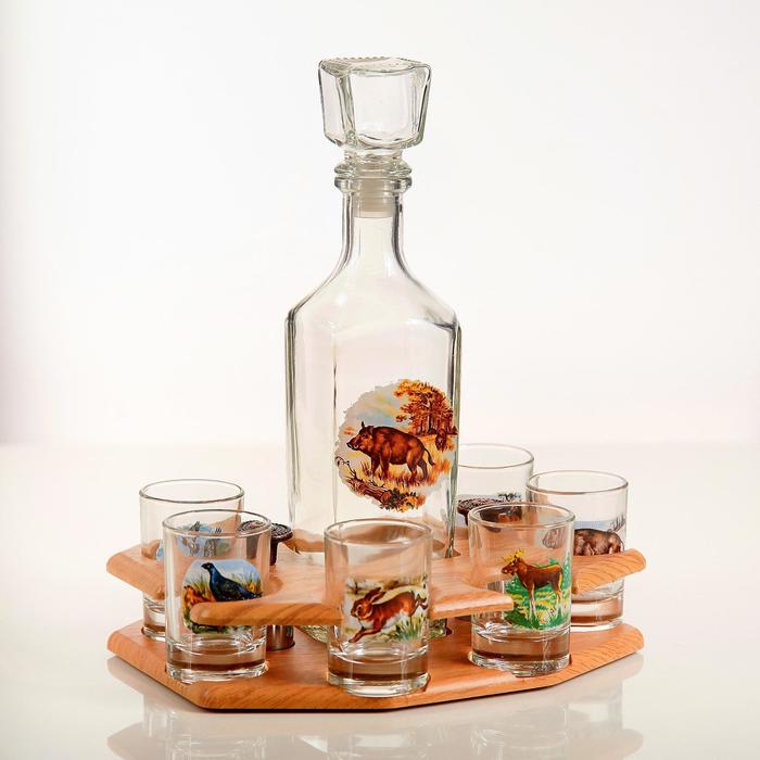 Мини-бар 7 предметов графин + стопки деколь "Охота" 500/50 мл