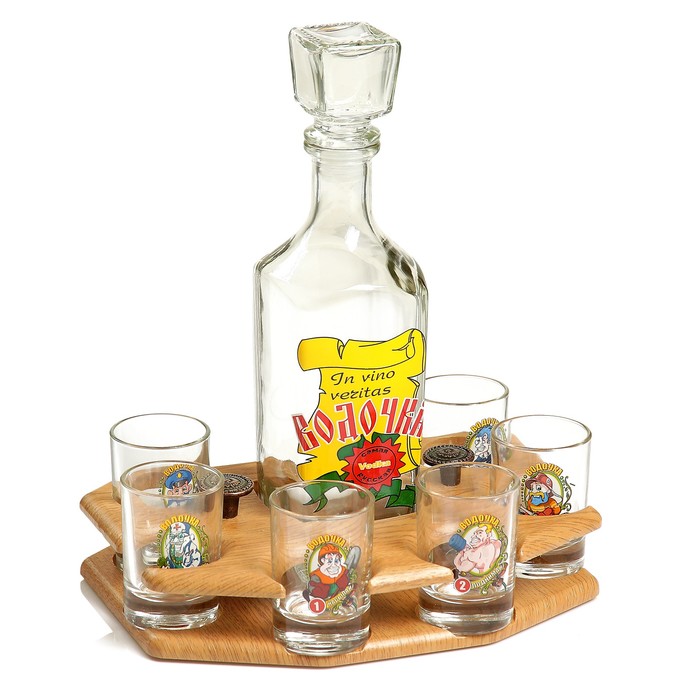 Мини-бар 7 предметов графин + стопки деколь "Водочка/Самогоночка" 500/50 мл