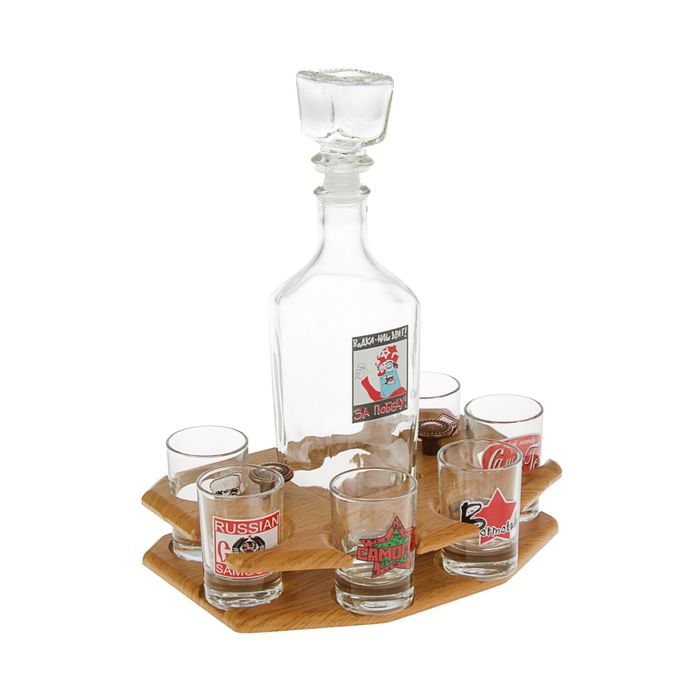 Мини-бар 7 предметов графин + стопки деколь "Приколы" 500/50 мл