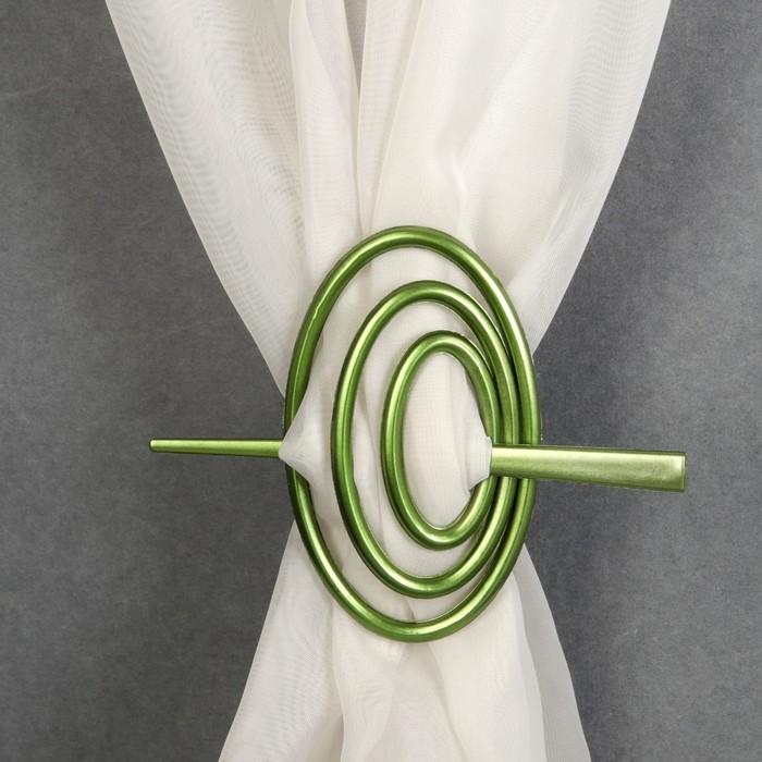 Заколка декоративная для штор, овальная, цвет зелёный