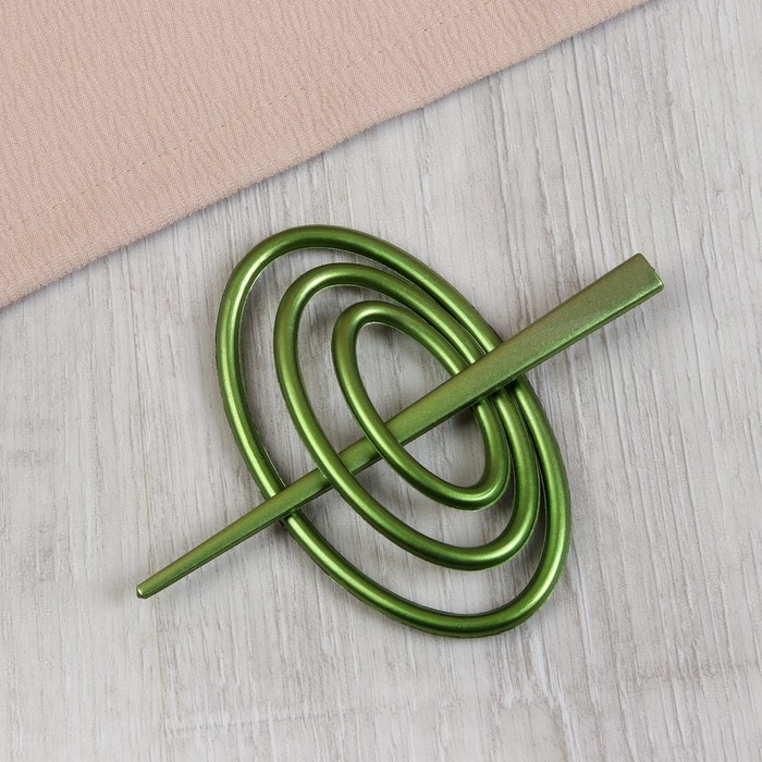 Заколка декоративная для штор, овальная, цвет зелёный