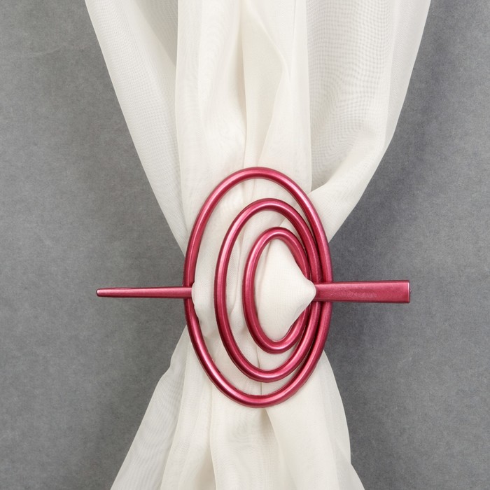 Заколка декоративная для штор, овальная, цвет бордовый