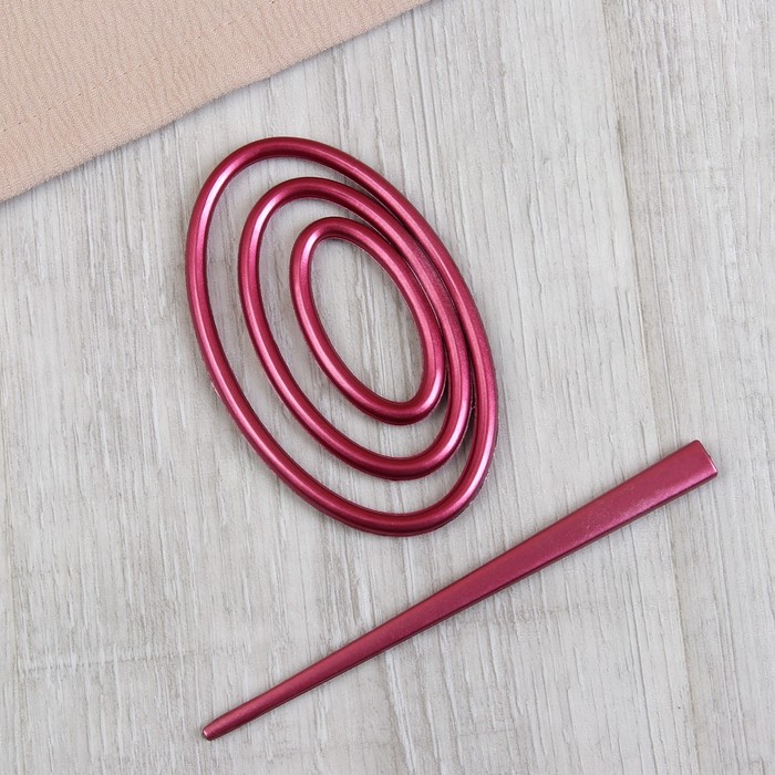 Заколка декоративная для штор, овальная, цвет бордовый