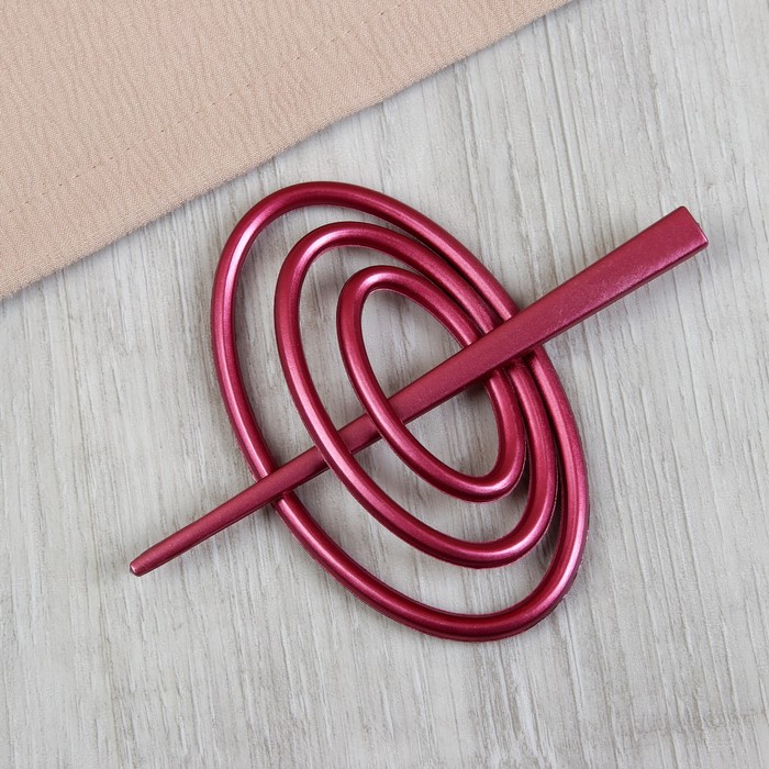 Заколка декоративная для штор, овальная, цвет бордовый