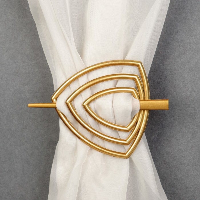 Заколка декоративная для штор, треугольная, цвет золотой