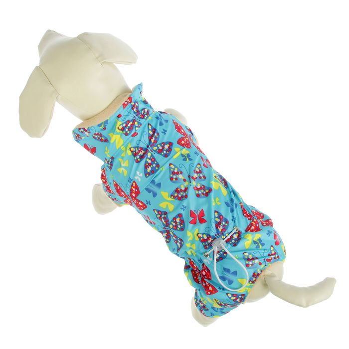 Комбинезон "Бабочки" на флисе , размер XS (ДС 19см, ОШ 22-24см, ОГ 30см), голубой