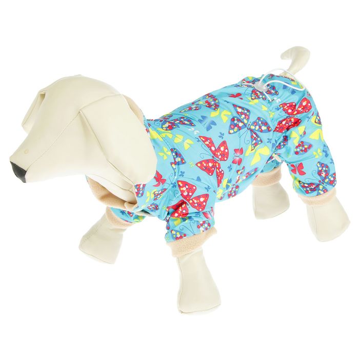 Комбинезон "Бабочки" на флисе, размер M (ДС 26см, ОШ 26-28см, ОГ 36см), голубой