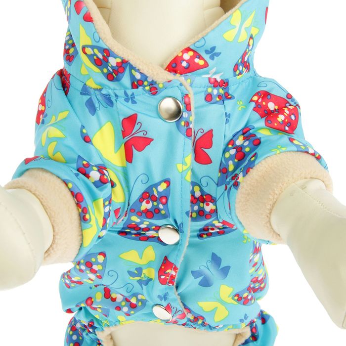 Комбинезон "Бабочки" на флисе, размер M (ДС 26см, ОШ 26-28см, ОГ 36см), голубой