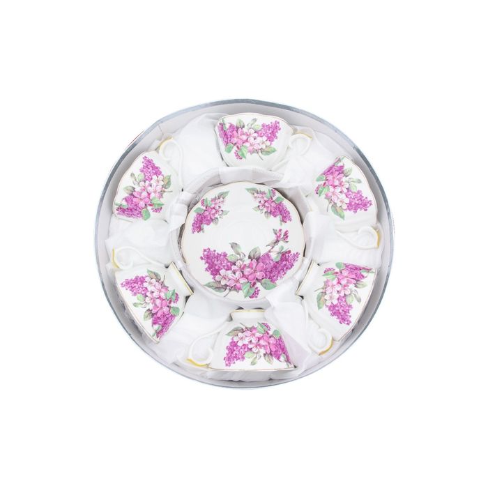 Чайный набор "Ветка сирени" чашка на ножке, 12 предметов 250 мл