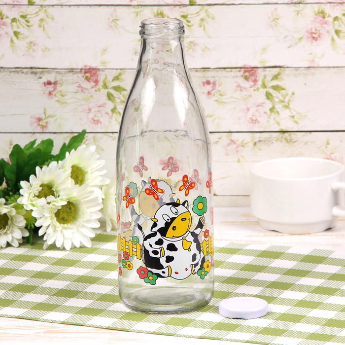 Емкость для молока 1 л "Буренка", цвета МИКС