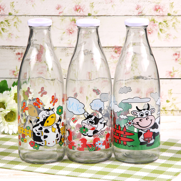 Емкость для молока 1 л "Буренка", цвета МИКС