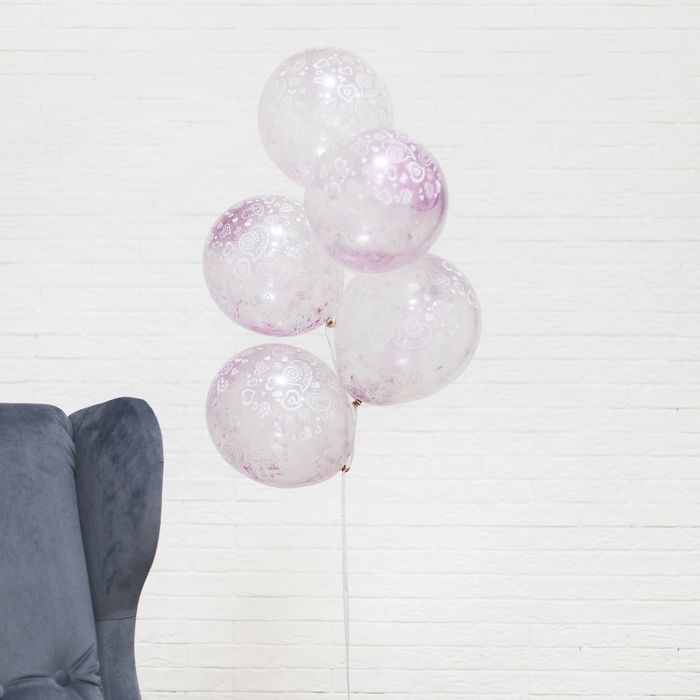 Шар воздушный 12" "Самый лучший день" с блёстками, набор 5 шт.