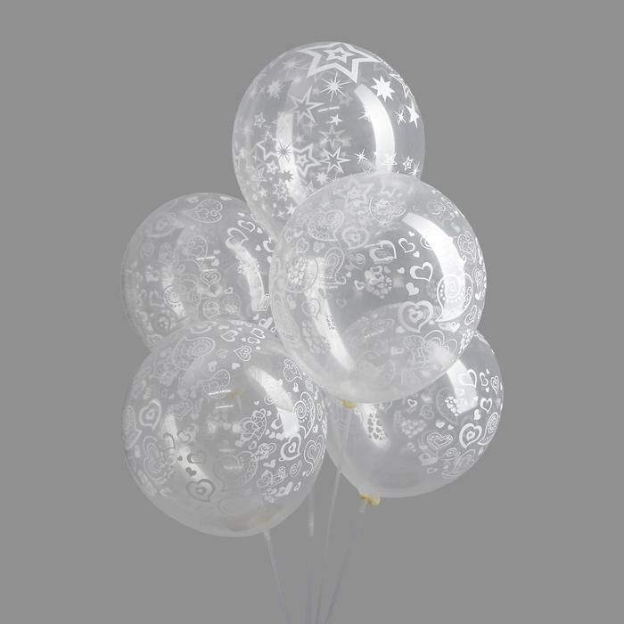 Шар воздушный "Самый лучший день", 12", прозрачный, набор 5 шт.