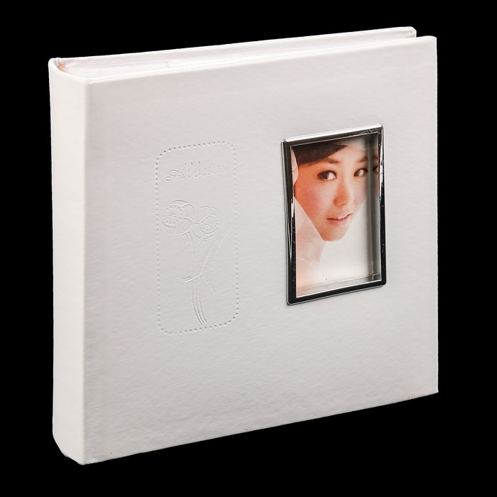 Фотоальбом на 200 фото 10х15 см "Белоснежные цветы" кожзам 22х23х5,5 см