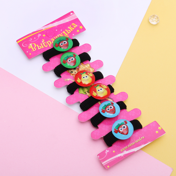 Резинки для волос "Мордашки" (набор 6 шт.), ягодки