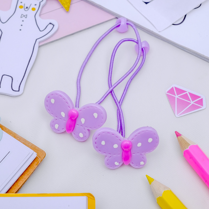 Резинка для волос "Точка глянец"  (цена за пару) бабочки микс