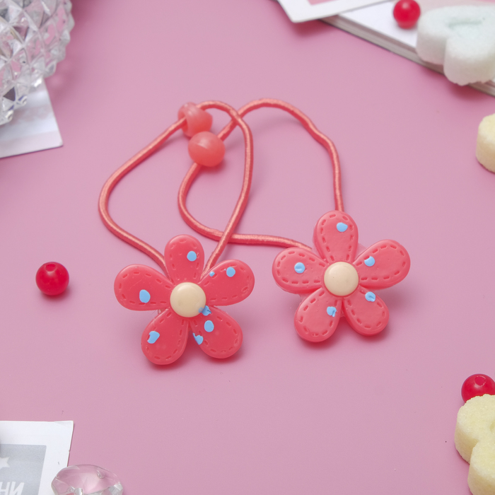 Резинка для волос "Точка глянец"  (цена за пару) ромашки микс