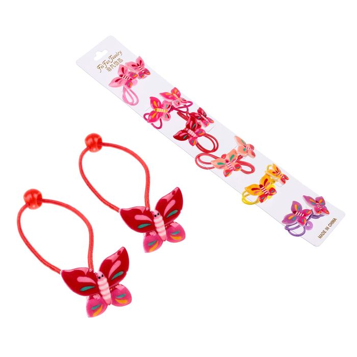 Резинка для волос "Веселые животные"  (цена за пару) бабочка микс