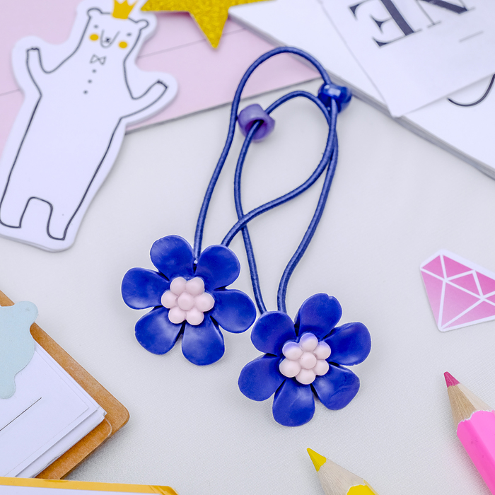 Резинка для волос "Пастель" (цена за пару)  васильки микс