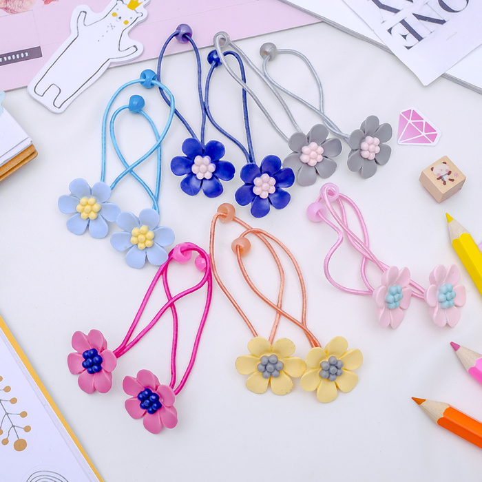 Резинка для волос "Пастель" (цена за пару) васильки микс