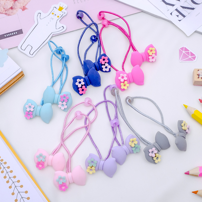 Резинка для волос "Пастель" (цена за пару) бантик микс