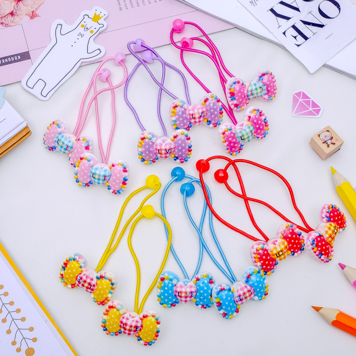 Резинка для волос "Веселая точка" (цена за пару) бантик микс