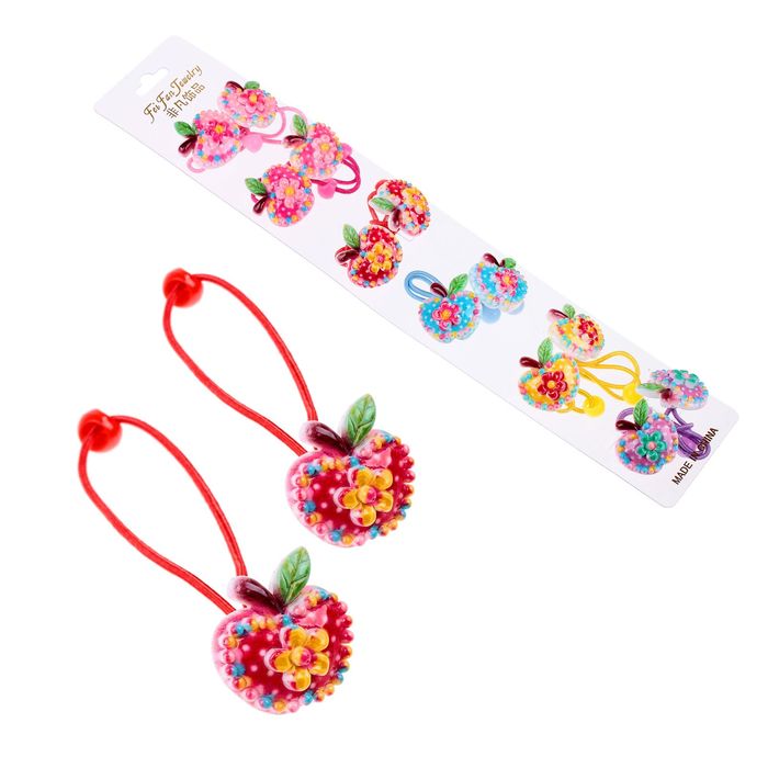 Резинка для волос "Веселая точка"  (цена за пару) яблочко микс