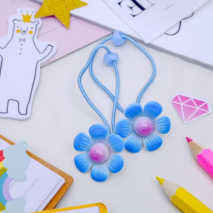 Резинка для волос "Цветочный глянец"  (цена за пару) цветочек микс