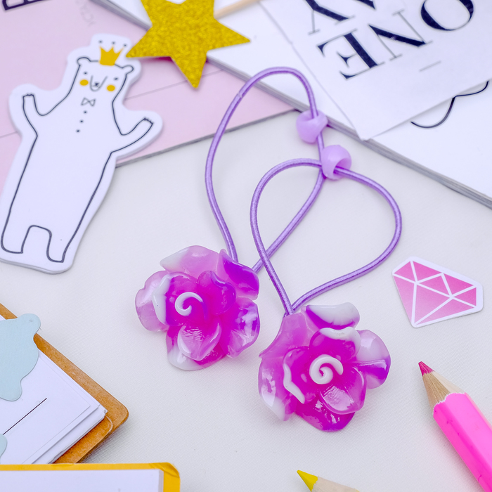 Резинка для волос "Цветочный глянец"  (цена за пару) розы микс