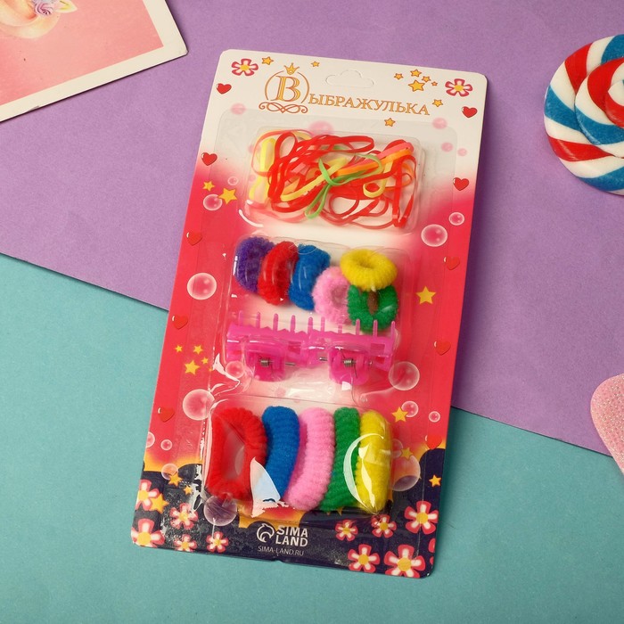 Набор для волос "Маленький ангел" (2 краба, 11 резинок + силиконовые), микс