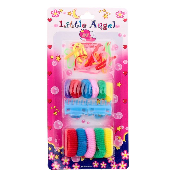 Набор для волос "Маленький ангел" (2 краба, 11 резинок + силиконовые), микс