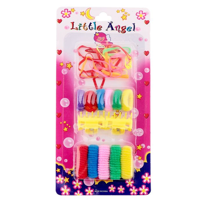 Набор для волос "Маленький ангел" (2 краба, 11 резинок + силиконовые), микс