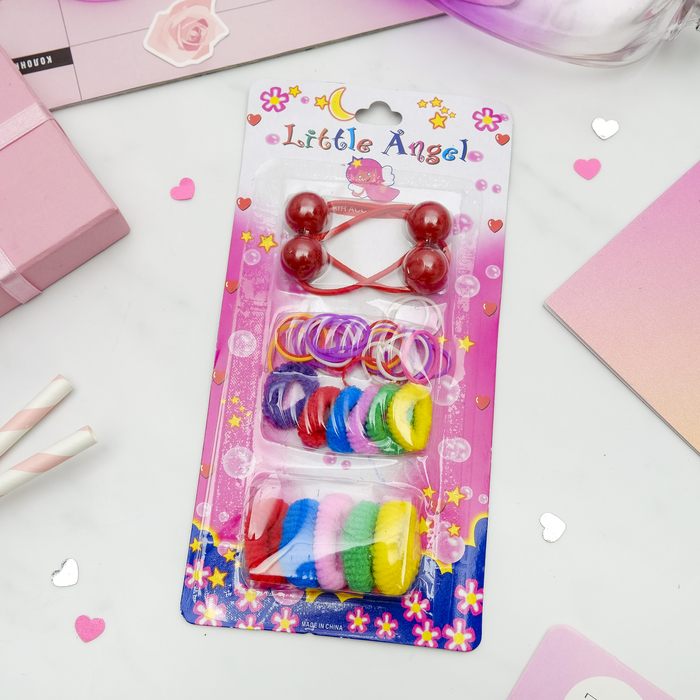 Резинки для волос "Маленький ангел" (набор 13 шт. + силиконовые), микс