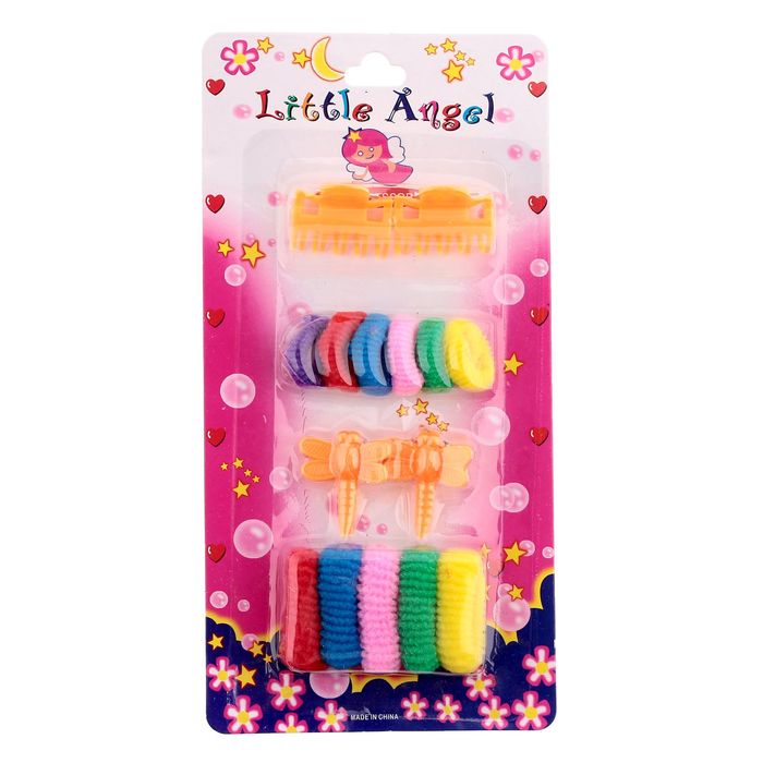 Набор для волос "Маленький ангел" (4 краба, 11 резинок), микс