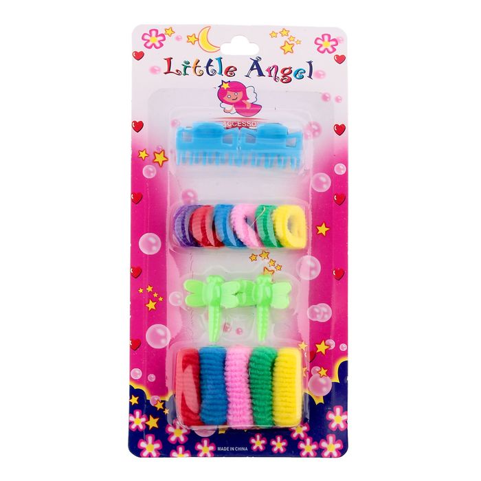 Набор для волос "Маленький ангел" (4 краба, 11 резинок), микс