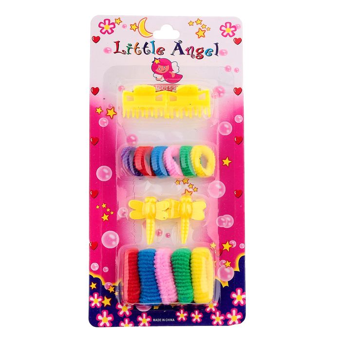 Набор для волос "Маленький ангел" (4 краба, 11 резинок), микс