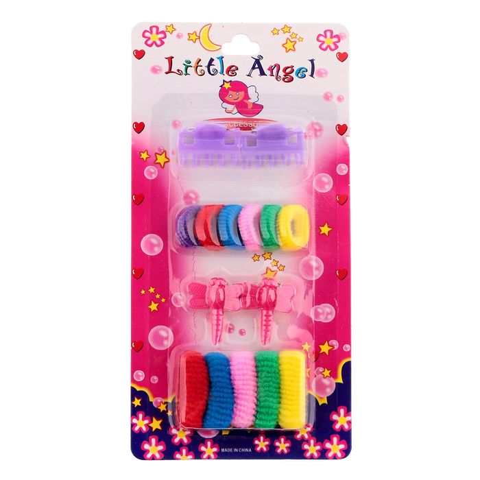 Набор для волос "Маленький ангел" (4 краба, 11 резинок), микс